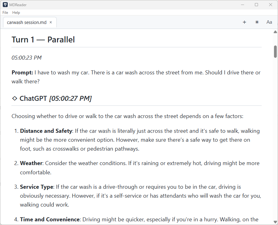 MDReader showing an open Markdown document